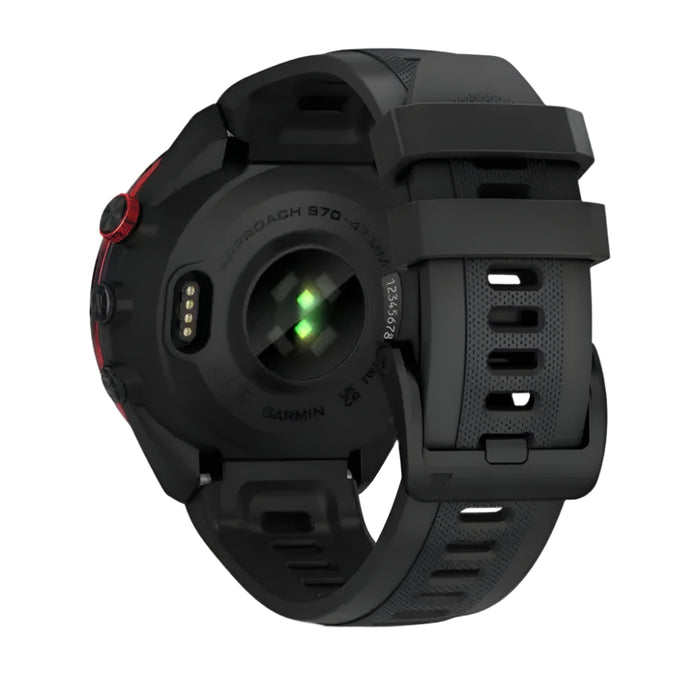 Garmin Approach S70 Black Ceramic Bezel with Black Silicone Band 47mm Premium GPS Golf Watch - 010-02746-02