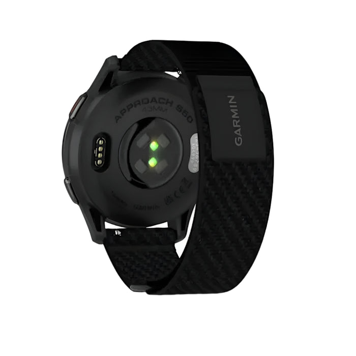 Garmin Approach® S50 Unisex Cream Gold Aluminum Bezel with Ivory ComfortFit Nylon Band Amoled Display On-Course Features Wrist-Based Heart Rate Advanced Golf GPS Smartwatch - 010-03010-01