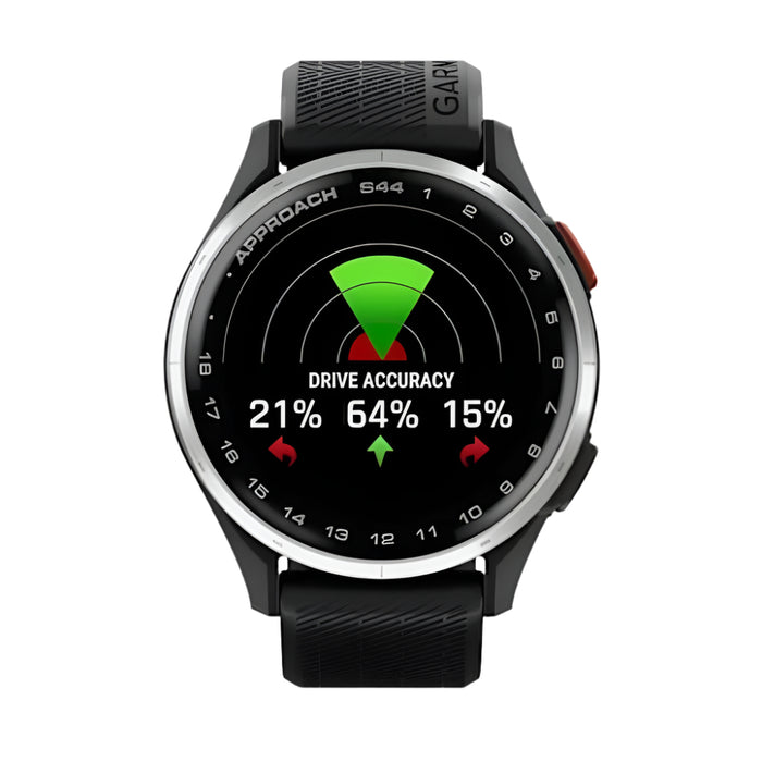 Garmin Approach® S44 Unisex Silver Aluminum Bezel with Black Silicone Band Amoled Display On-Course Features Essential Golf GPS Smartwatch - 010-03009-00