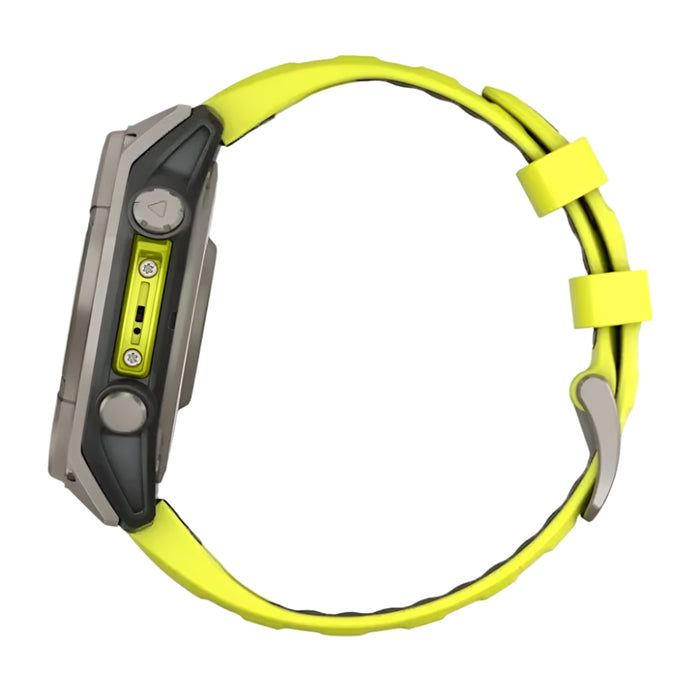 Garmin fēnix 8 Unisex Titanium with Amp Yellow/Graphite Band Solar Amoled Sapphire Long-Lasting Battery Life Dive-Rated Built-in LED Flashlight 47 Millimeters Premium Multisport GPS Smartwatch - 010-02906-20