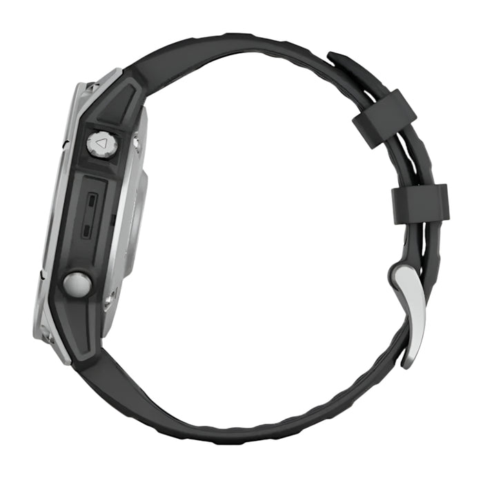 Garmin fēnix E Unisex Stainless Steel with Black Band Amoled Long-Lasting Battery Life 47 Millimeters Premium Multisport GPS Smartwatch - 010-03025-02