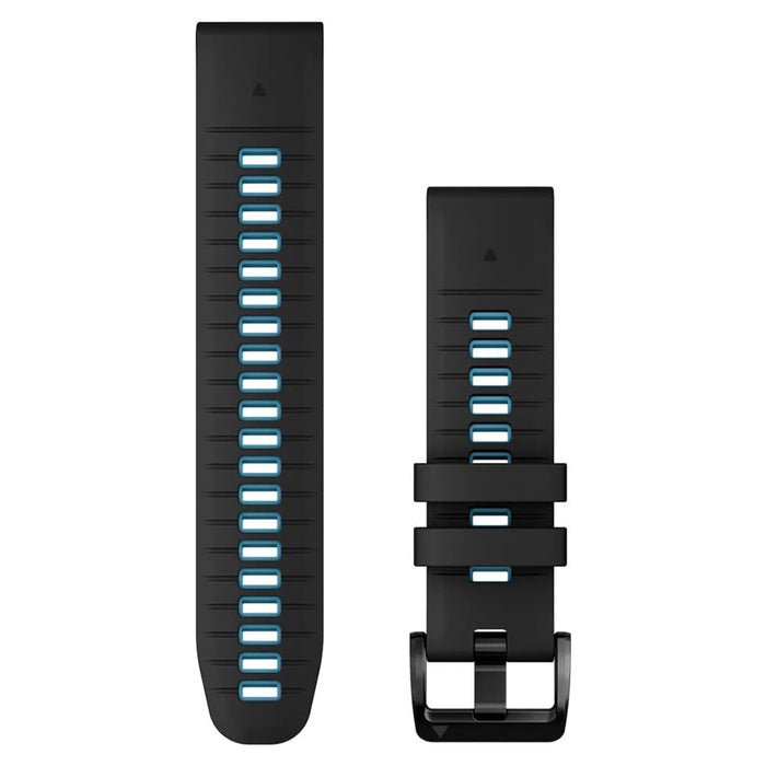 Garmin QuickFit 22 mm Black/Cirrus Blue Silicone Watch Band - 010-13280-05