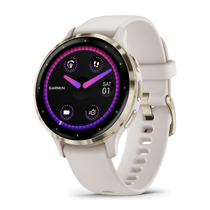 Garmin Venu 3S Ivory Silicone Band AMOLED Display Advanced Health and Fitness Features Up to 10 Days of Battery GPS Smartwatch - 010-02785-04