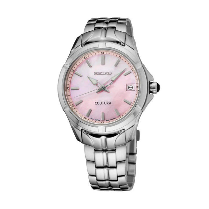 Seiko Coutura Collection Women's Pink Dial Silver Stainless Steel Strap Quartz Watch - SUR585