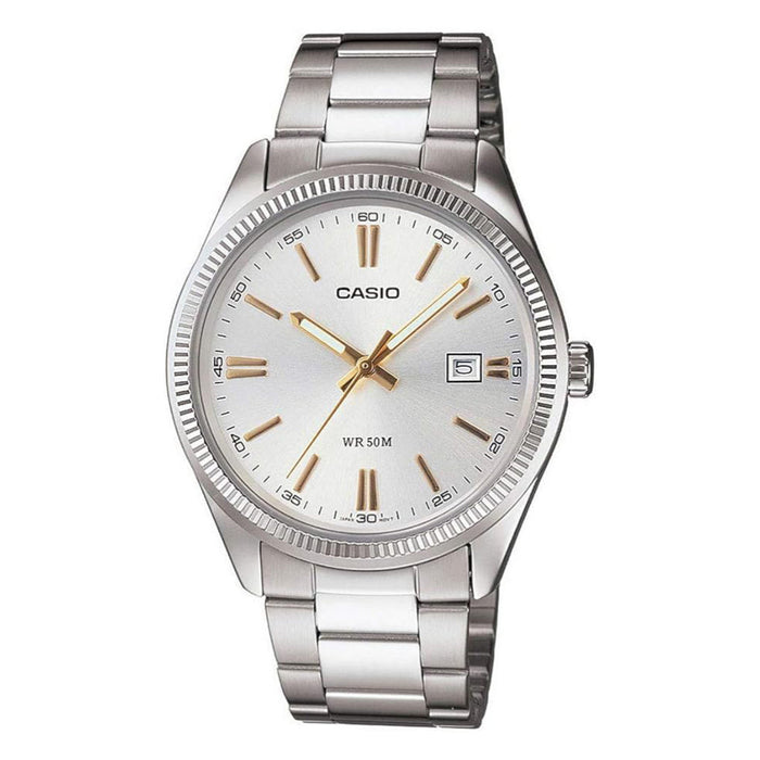 Casio Men's Silver Dial Silver Stainless Steel Band Analog Quartz Watch - MTP-1302D-7A2VDF