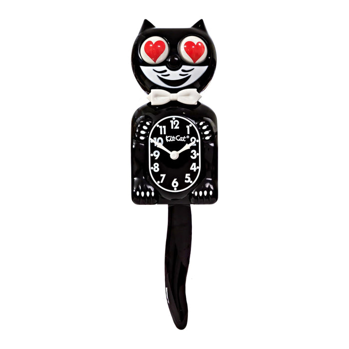 Kit Cat Klock Kid Classic Black with Heart Eyes Mid-Century Modern Clock - BC-1-Heart