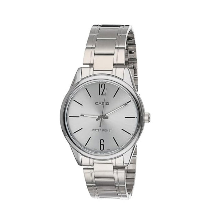 Casio Men's Standard Silver Dial Silver Stainless Steel Band Analog Japanese Quartz Watch - MTP-V005D-7BUDF