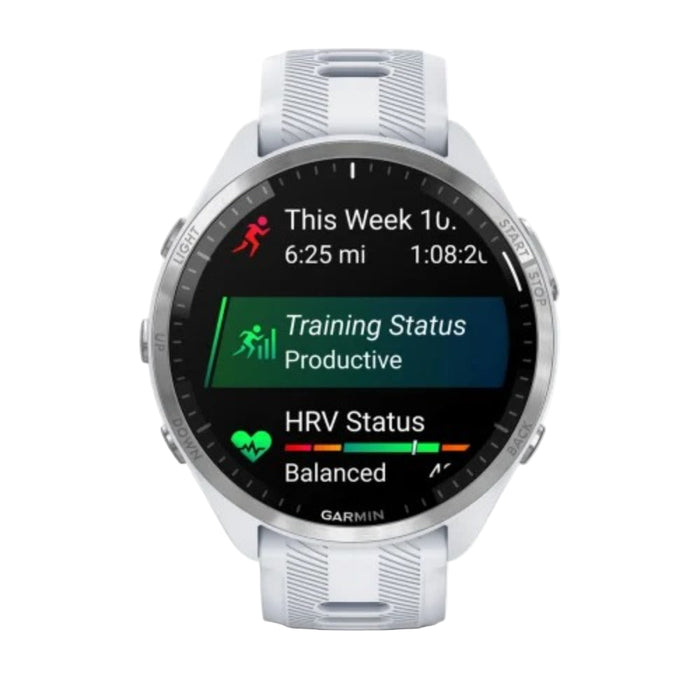 Garmin Colorful Amoled Display Training Metrics Recovery Insights Whitestone Powder Gray Forerunner 965 Running Smartwatch - 010-02809-01