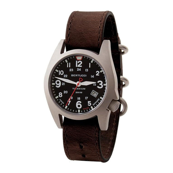 Bertucci Men's Black Dial Alpina Brown Duraform Leather Band Analog Solar Watch - 12903