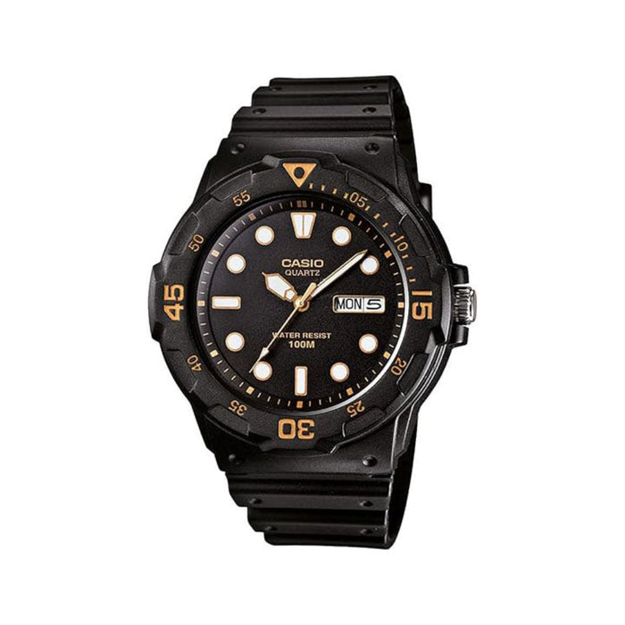 Casio Men's Black dial White Band Analog Quartz Watch - MRW-200H-1EVDF