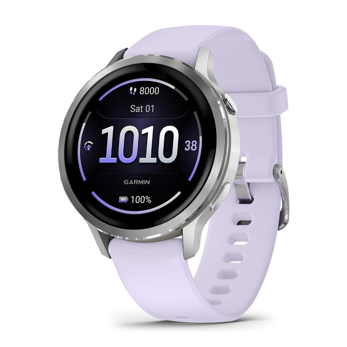 Garmin Venu® 4 - 41mm Unisex Silver With Periwinkle Silicone Band Bright And Colorful Display Built-in Flashlight 10 Days Of Battery Life Advanced Health And Fitness GPS Smartwatch - 010-03013-01