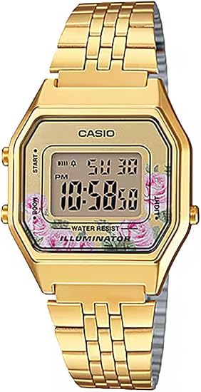Casio Women's Digital Multicolor Dial Gold Stainless Steel Band Digital Quartz Watch - LA680WGA-4CDF