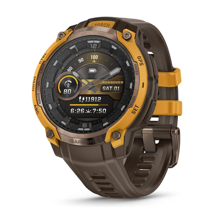 Garmin Instinct® Unisex Bronze/Sunburst With Cocoa Silicone Band Crossover AMOLED Analog Watch Hands And Bright AMOLED Display Rugged Hybrid GPS Smartwatch  - 010-03398-01