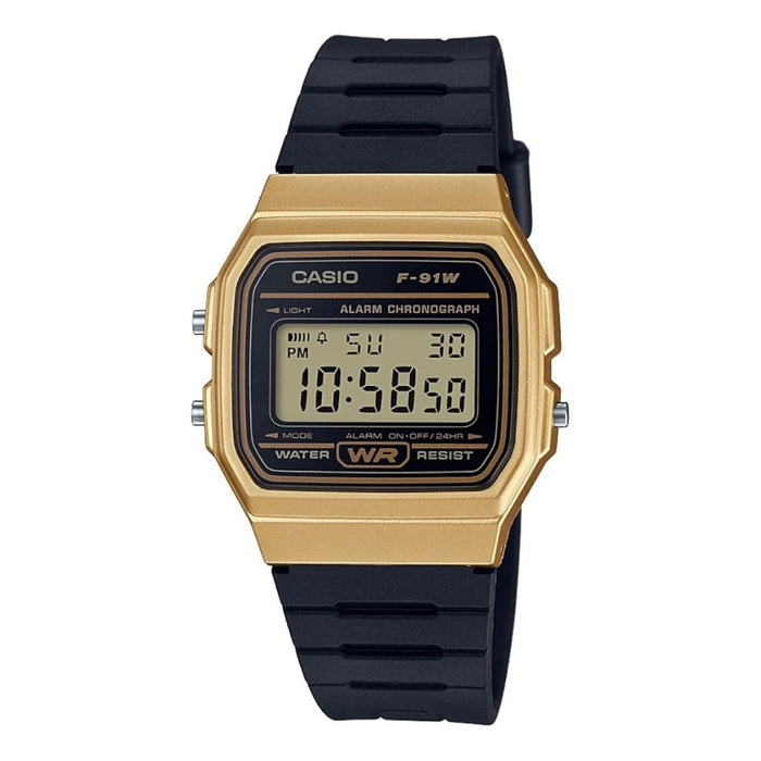 Casio Unisex Black Dial Black Resin Band Digital Quartz Watch - F-91WM-9ADF