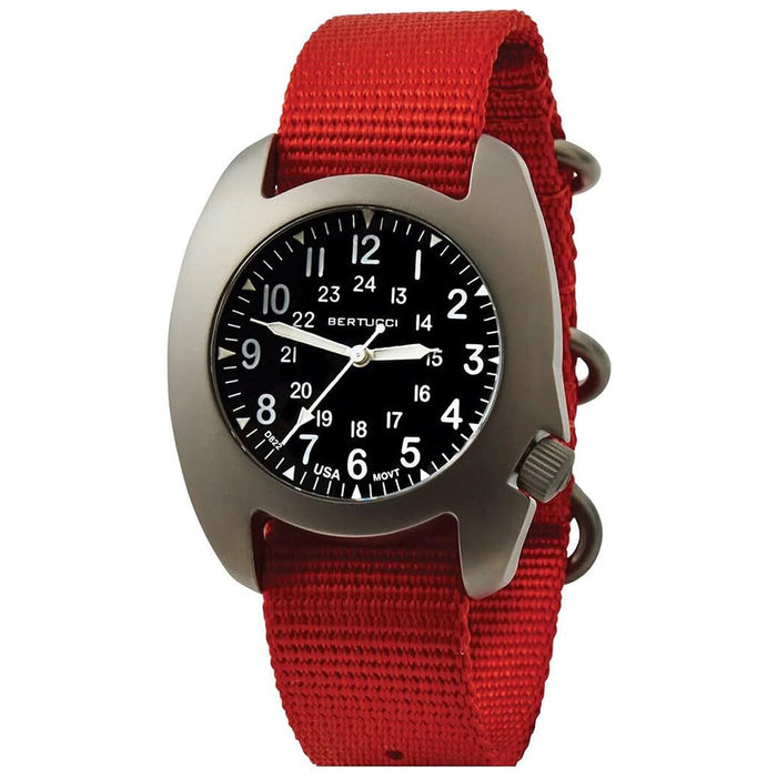 Bertucci D-3T Retroform Epic Men's Black Dial Nasa Orange Nylon Band Analog Japanese Quartz Watch - 17021