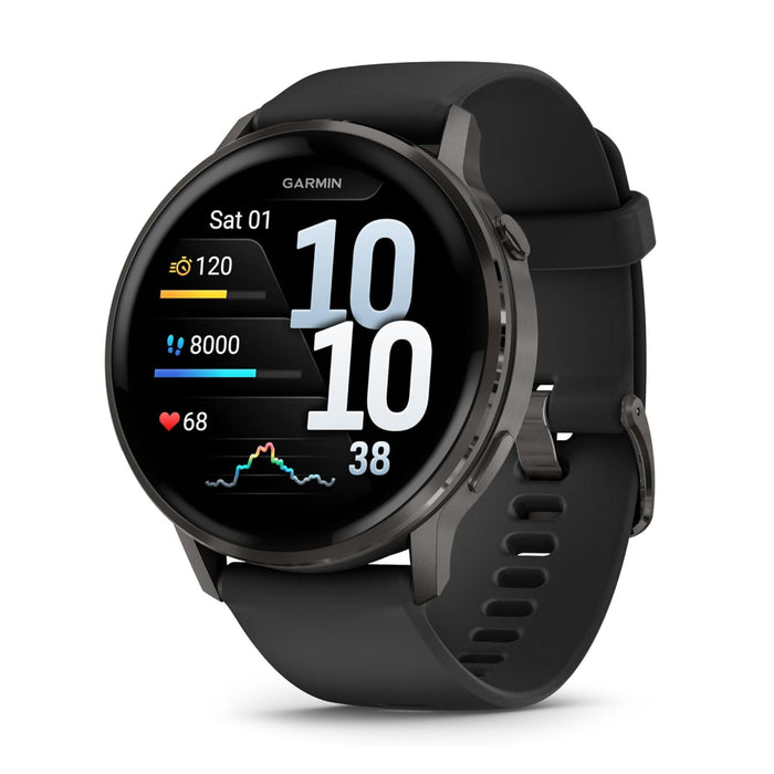 Garmin Venu® 4 - 45mm Unisex Slate with Black Silicone Band Bright And Colorful Display Built-in Flashlight 12 Days Of Battery Life Advanced Health And Fitness GPS Smartwatch - 010-03014-00