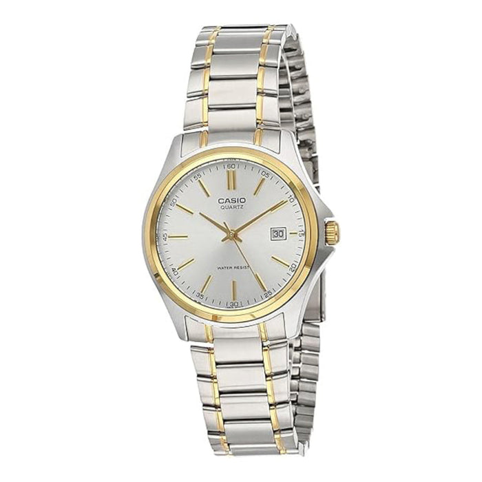 Casio Men's Silver Dial Two Tone Stainless Steel Band Analog Japanese Quartz Watch - MTP-1183G-7ADF