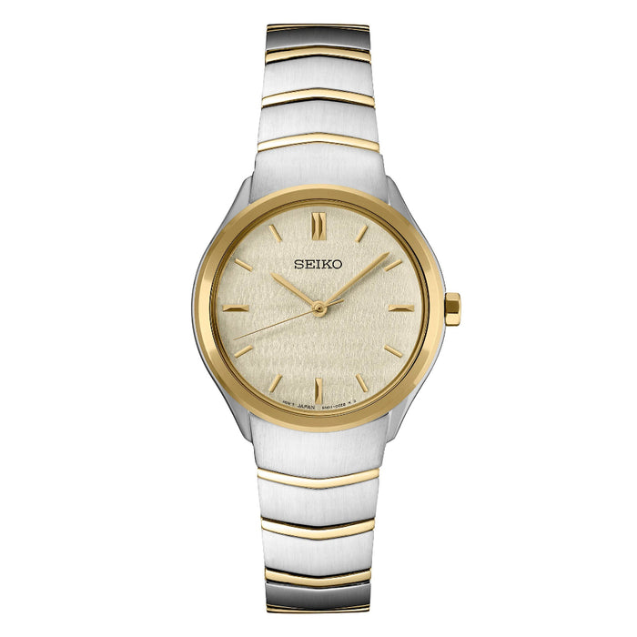 Seiko Women's Champagne Dial Two-tone Stainless Steel Band Quartz Watch - SUR550