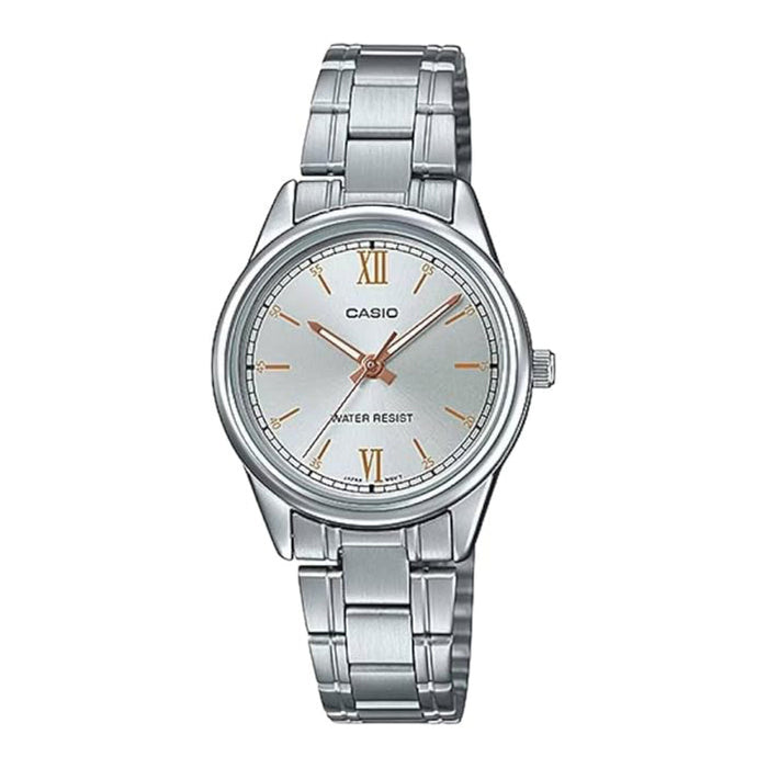 Casio Women's Silver Dial Silver Stainless Steel Band Analog Japanese Quartz Watch - LTP-V005D-7B2UDF