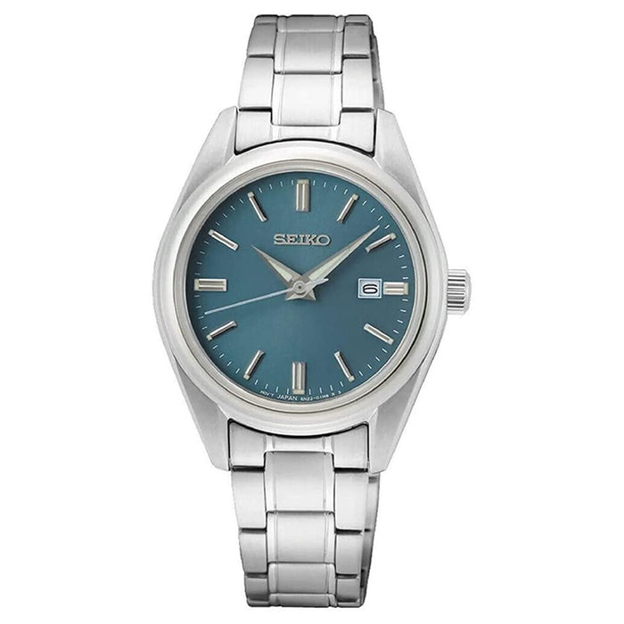 SEIKO Men's Blue Dial Silver Stainless Steel Band Japanese Quartz Watch - SUR525