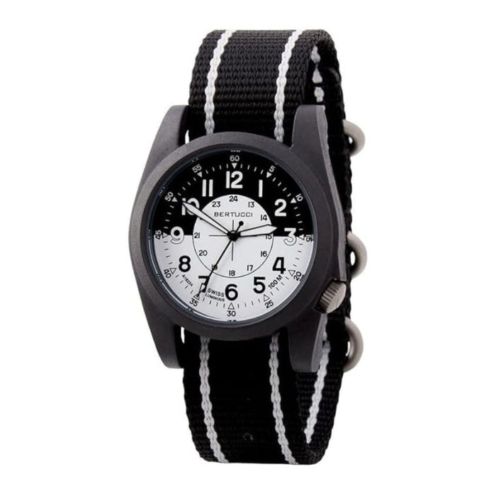 Bertucci Women's Black - Optic White Dial Black With Optic White Pro-Stripe Band Analog Japanese Quartz Watch - 13394
