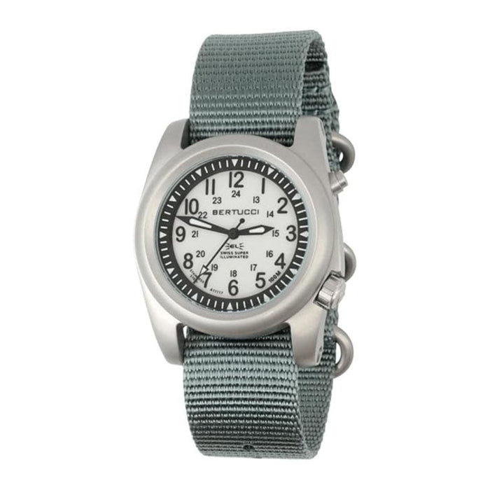 Bertucci Unisex Ghost Gray Electroluminescent Dial Thin Blue Line Black Nylon Band Analog Japanese Quartz Watch - 22034