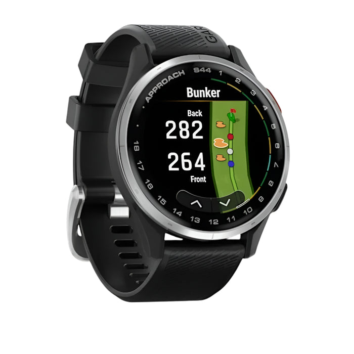 Garmin Approach® S44 Unisex Silver Aluminum Bezel with Twilight Silicone Band Amoled Display On-Course Features Essential Golf GPS Smartwatch - 010-03009-01