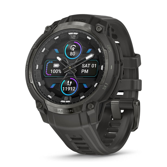 Garmin Instinct® Unisex Charcoal With Charcoal Silicone Band Crossover AMOLED Analog Watch Hands And Bright AMOLED Display Rugged Hybrid GPS Smartwatch  - 010-03398-00