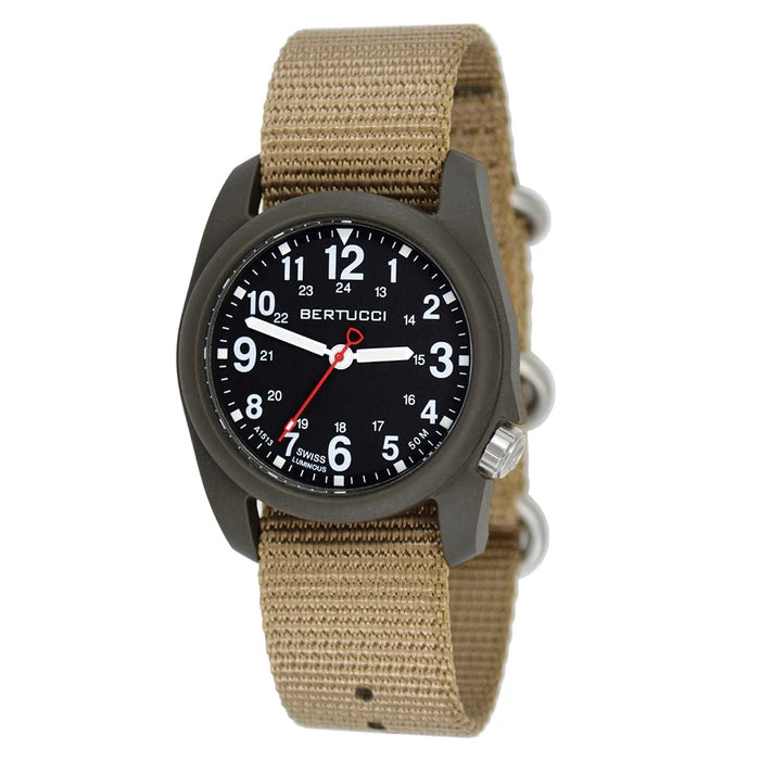 Bertucci Men's Black Dial Coyote Nylon Band Analog Japanese Quartz Watch - 11027