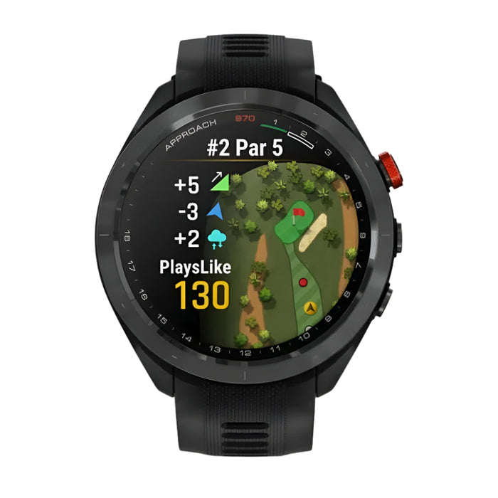 Garmin Approach S70 Black Ceramic Bezel with Black Silicone Band 47mm Premium GPS Golf Watch - 010-02746-02