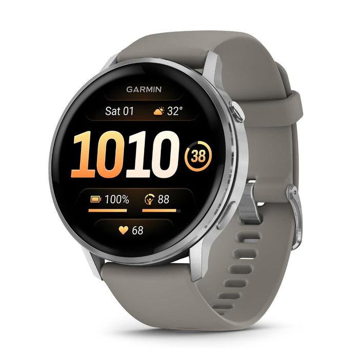 Garmin Venu® 4 - 45mm Unisex Silver With Silver Gray Silicone Band Bright And Colorful Display Built-in Flashlight 12 Days Of Battery Life Advanced Health And Fitness GPS Smartwatch - 010-03014-01