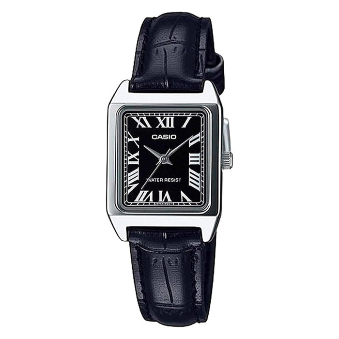 Casio Women's Black Dial Black Leather Band Analog Japanese Quartz Watch - LTP-V007L-1BUDF