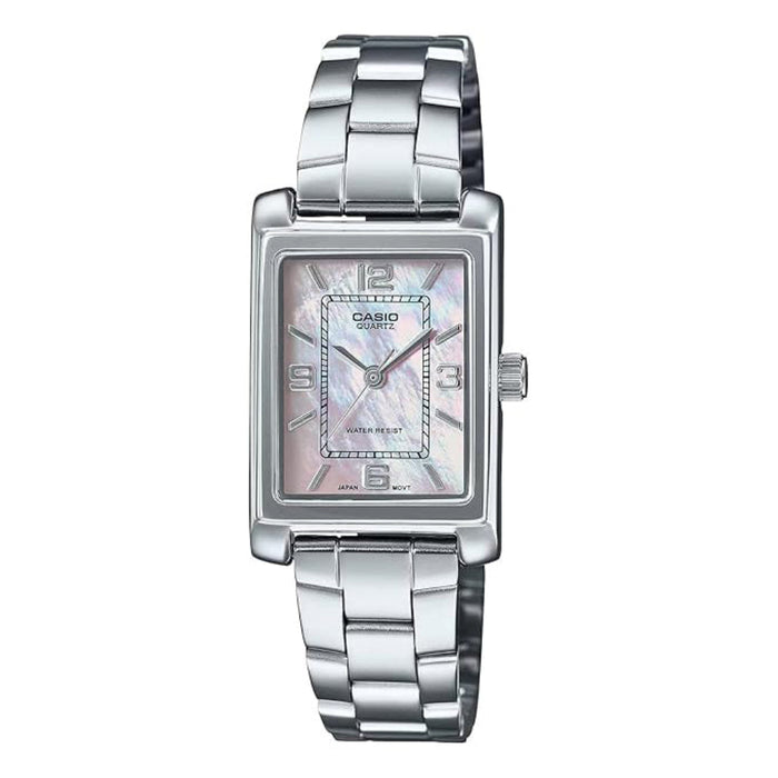 Casio Women's Pink MOP Dial Silver Stainless Steel Band Analog Japanese Quartz Watch - LTP-1234DS-4ADF