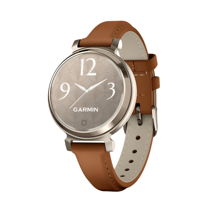 Garmin Lily 2 Women's Tan Metal Hidden Display Patterned Lens Up To 5 Days Battery Life Small And Stylish Smartwatch - 010-02839-02