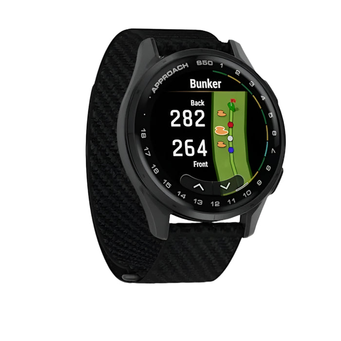 Garmin Approach® S50 Unisex Cream Gold Aluminum Bezel with Ivory ComfortFit Nylon Band Amoled Display On-Course Features Wrist-Based Heart Rate Advanced Golf GPS Smartwatch - 010-03010-01