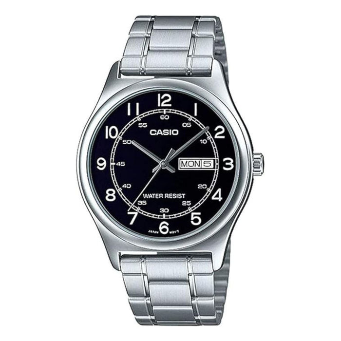 Casio Men's Black dial Silver Band Analog Quartz Watch - MTP-V006D-1B2UDF