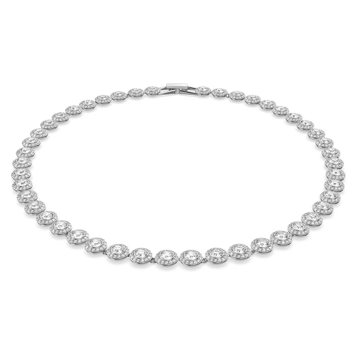 Swarovski Women's White Crystal Rhodium Plated Round Cut Medium Size Una Angelic Necklace - 5117703