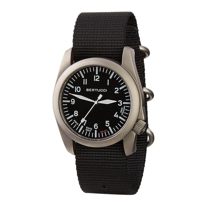 Bertucci Men's Black Dial Black Nylon Band Analog Solar Watch - 13900