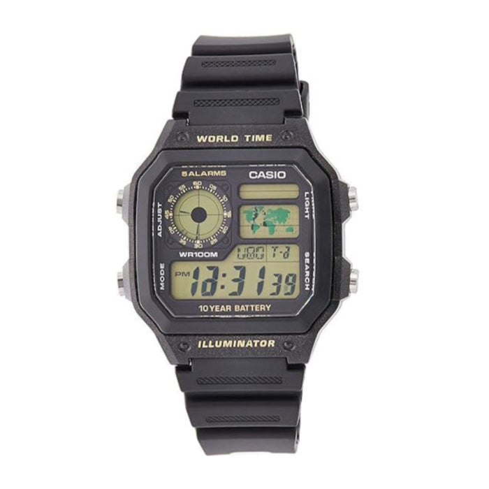 Casio Men's Black dial Black Band Digital Quartz Watch - AE-1200WH-1BVDF
