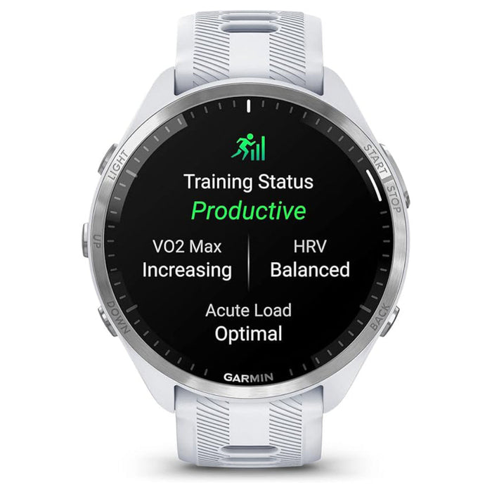 Garmin Colorful Amoled Display Training Metrics Recovery Insights Whitestone Powder Gray Forerunner 965 Running Smartwatch - 010-02809-01
