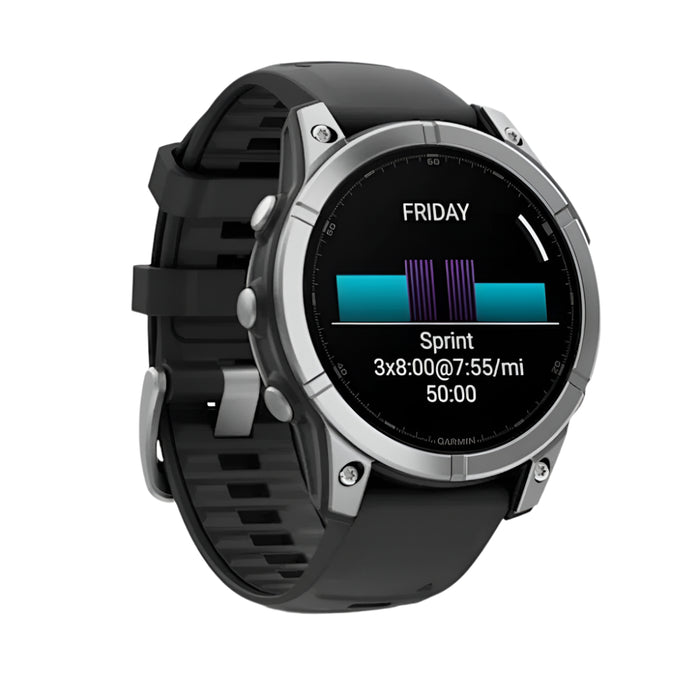 Garmin fēnix E Unisex Stainless Steel with Black Band Amoled Long-Lasting Battery Life 47 Millimeters Premium Multisport GPS Smartwatch - 010-03025-02