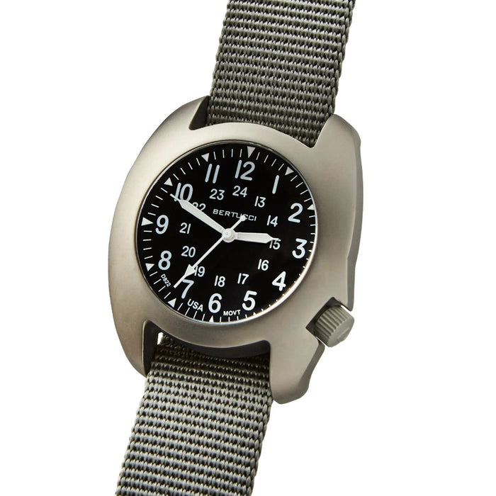 Bertucci D-3T Retroform Epic Men's Black Dial Vintage Drab Nylon Band Analog Quartz Watch - 17016