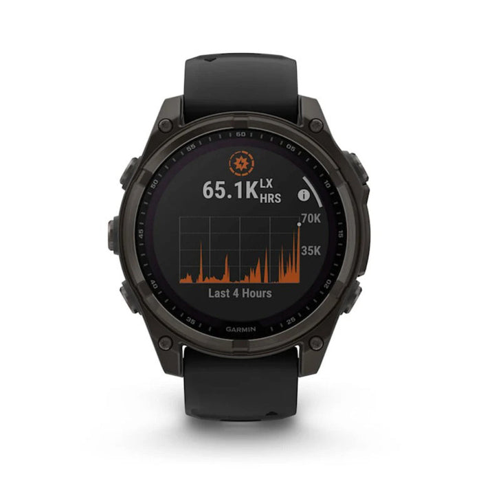 Garmin fēnix 8 Unisex Carbon Gray DLC Titanium with Pebble Gray Band Solar Amoled Sapphire Long-Lasting Battery Life Dive-Rated Built-in LED Flashlight 47 Millimeters Premium Multisport GPS Smartwatch - 010-02906-10