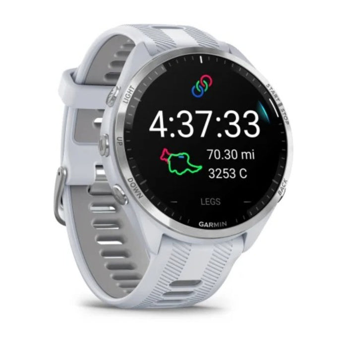 Garmin Colorful Amoled Display Training Metrics Recovery Insights Whitestone Powder Gray Forerunner 965 Running Smartwatch - 010-02809-01