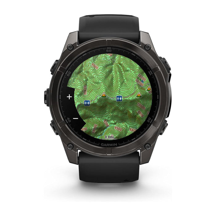 Garmin fēnix 8 Unisex Carbon Gray DLC Titanium with Pebble Gray Band Amoled Sapphire Long-Lasting Battery Life Dive-Rated Built-in LED Flashlight 51 Millimeters Premium Multisport GPS Smartwatch - 010-02905-20