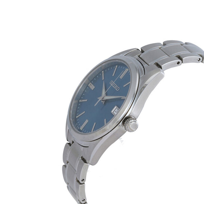 SEIKO Men's Blue Dial Silver Stainless Steel Band Japanese Quartz Watch - SUR525