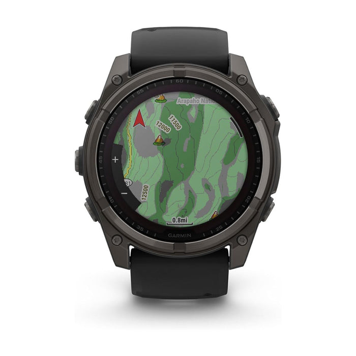 Garmin fēnix 8 Unisex Carbon Gray DLC Titanium with Pebble Gray Band Solar Amoled Sapphire Long-Lasting Battery Life Dive-Rated Built-in LED Flashlight 51 Millimeters Premium Multisport GPS Smartwatch - 010-02907-10