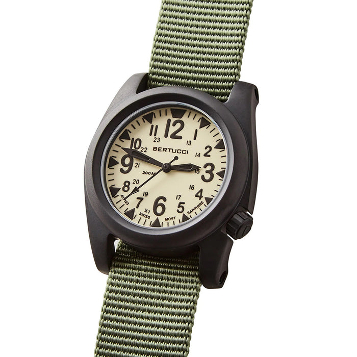 Bertucci A-2S Unisex Ballista X1 Illuminated Luminous Dial Defender Olive Nylon Band Swiss Quartz Watch - 11125