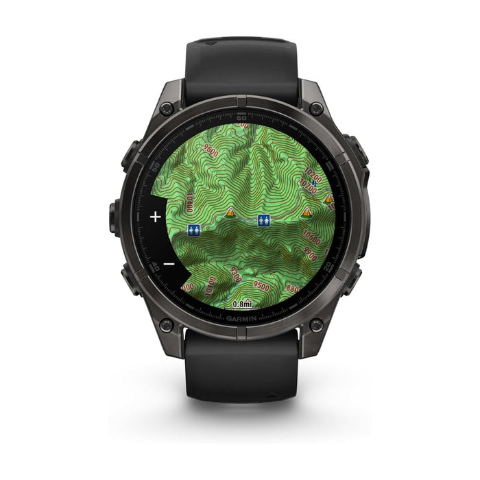 Garmin fēnix 8 Unisex Carbon Gray DLC Titanium with Pebble Gray Band Amoled Sapphire Long-Lasting Battery Life Dive-Rated Built-in LED Flashlight 47 Millimeters Premium Multisport GPS Smartwatch - 010-02904-20