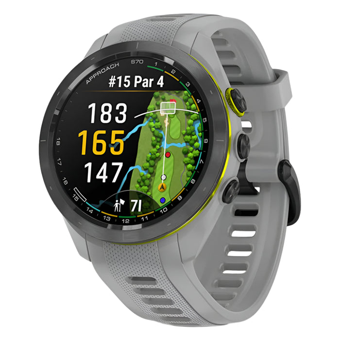 Garmin Approach S70 Black Ceramic Bezel with Powder Gray Silicone Band 42mm Premium GPS Golf Watch - 010-02746-01